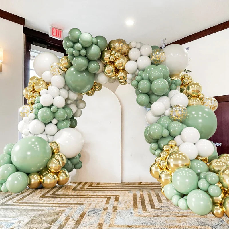 Green Balloon Garland Arch Kit Jungle Safari Party Baloon Birthday Party Decor Kids Baby Shower Wild One Wedding Latex Ballons