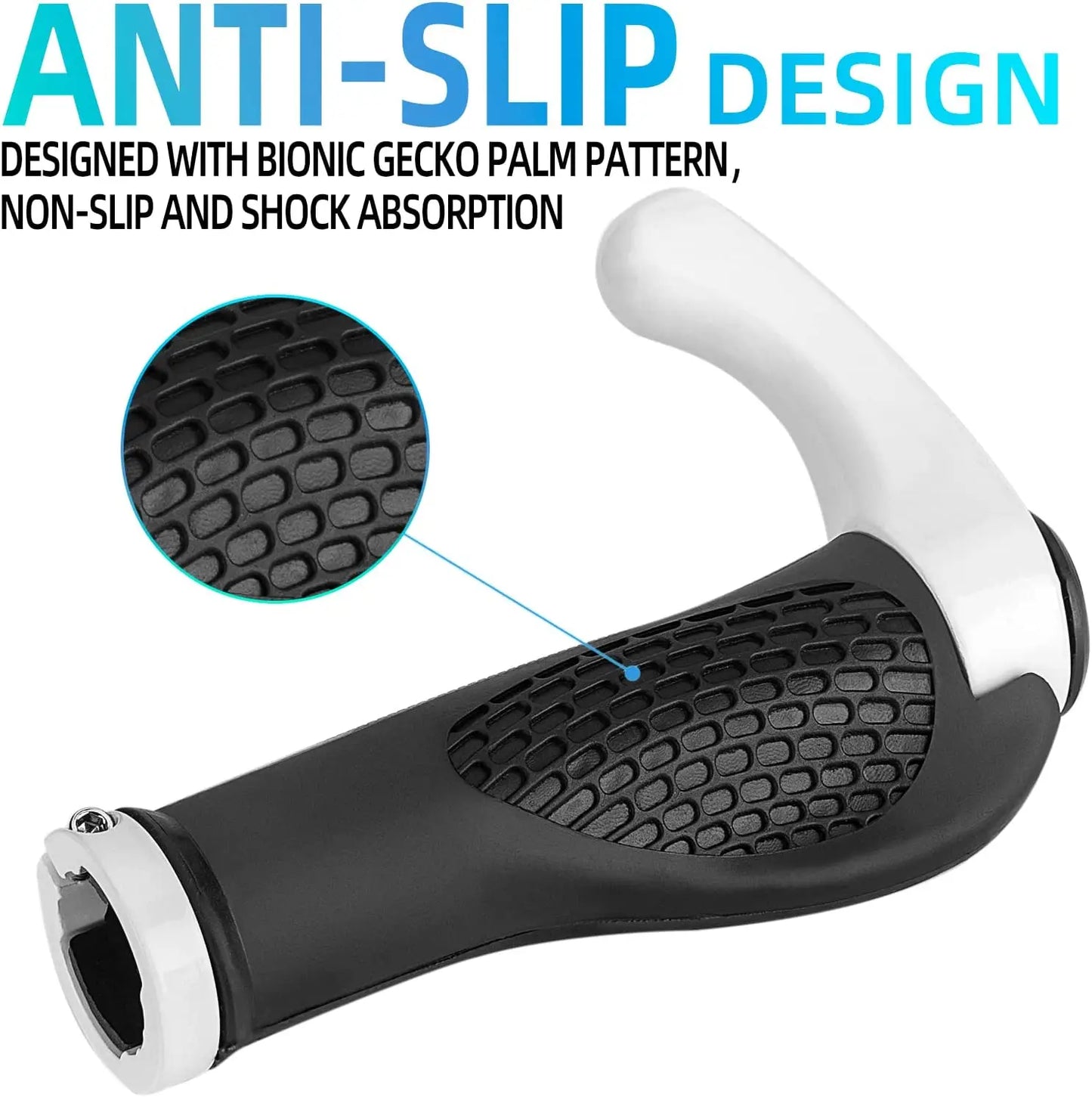 1 Pair Bicycle Handlebar Grip Ergonomic Anti Skid Lock on Handle Cover Aluminum Alloy Rubber Grips MTB Bike Accessories