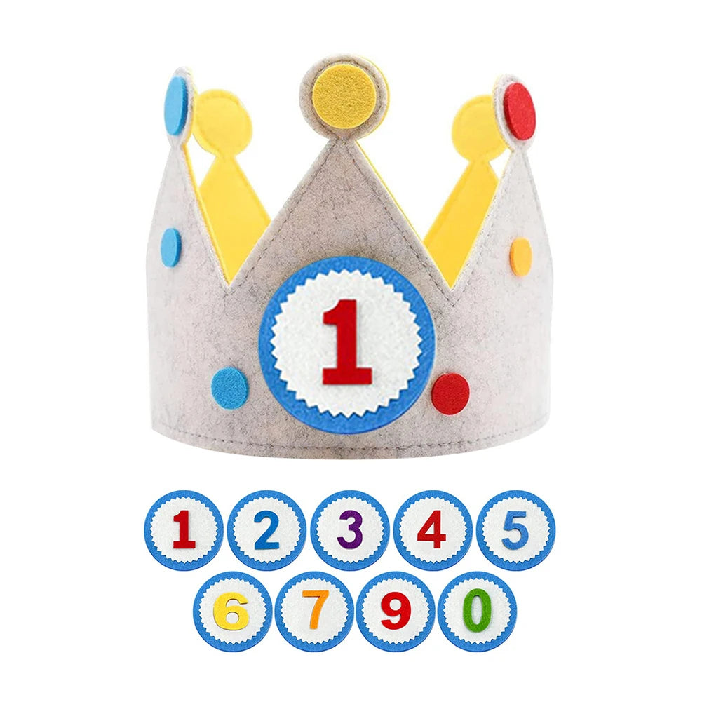 Adjustable Birthday Hat Princess Birthday Felt Hat children's Birthday Decoration Hallowen Cosplay Crown Photo Props Party Decor