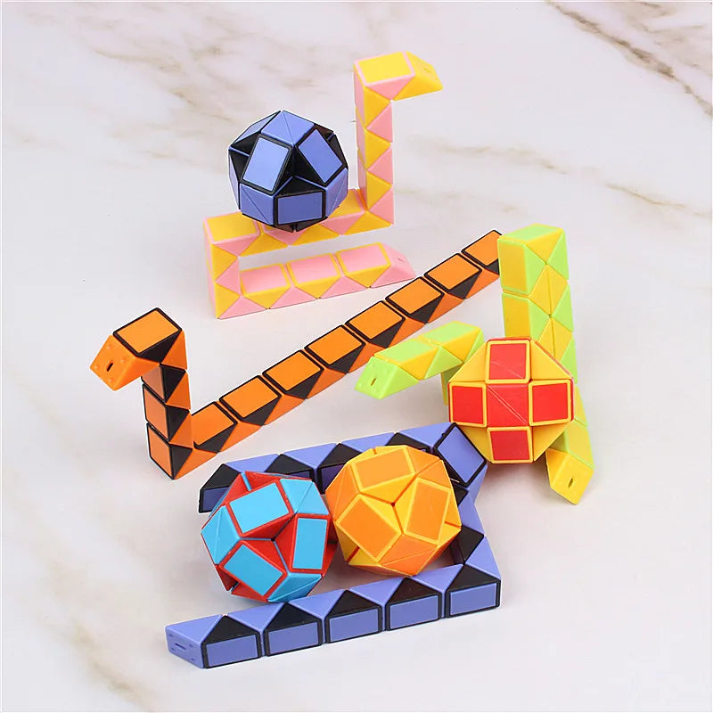 6Pcs/sets Folding Magic Snake Ruler Puzzle Antistress Cube Educational Toy Kids Birthday Party Favors Goodie Bags School Reward