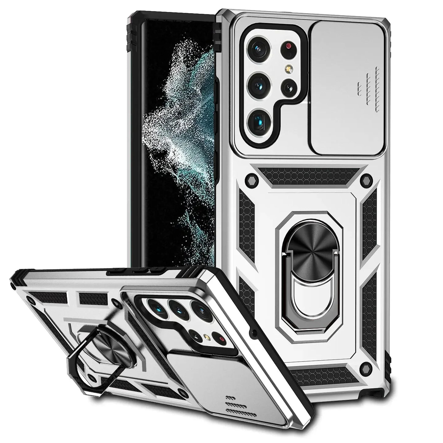For Samsung Galaxy S24 Ultra Case Coque Fundas Slide Lens Magnetic Holder Back Bumper Samsung S23 S24 S22 S21 Plus Ultra Cover