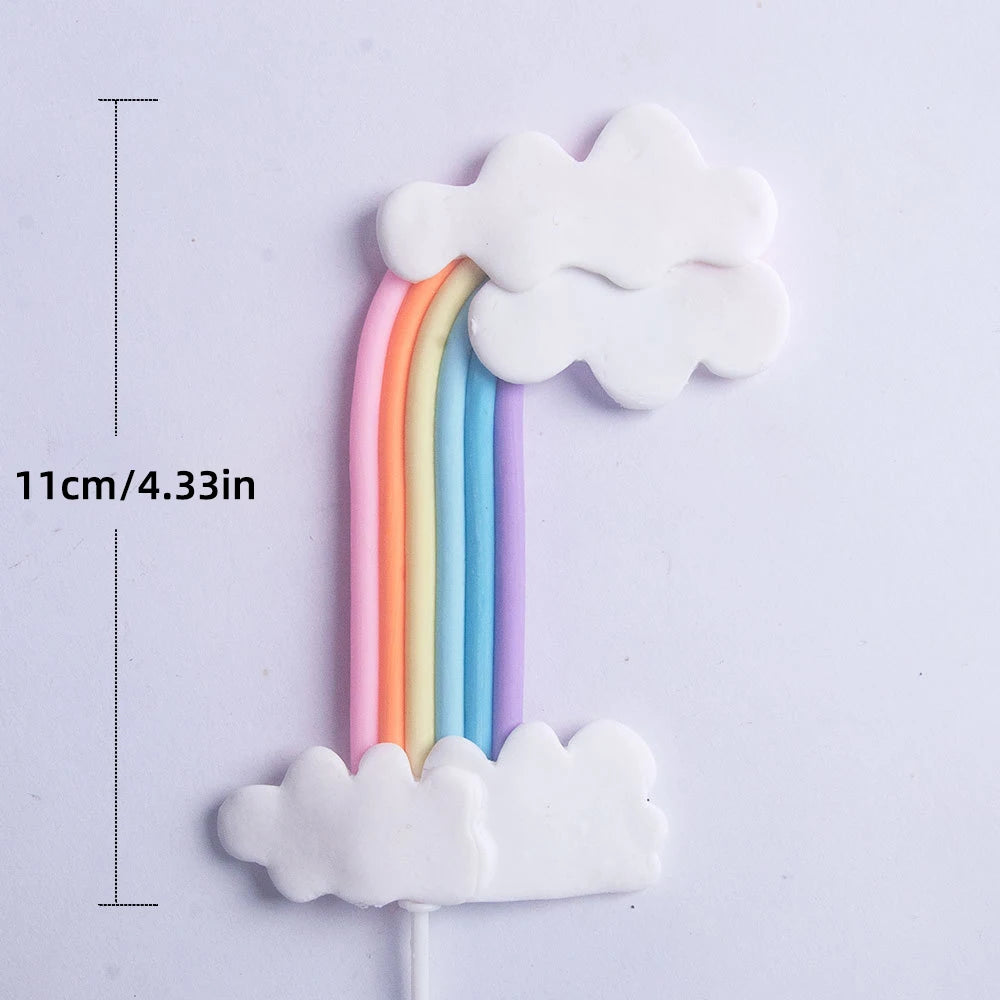 9 pcs unicorn rainbow cake topper unicorn with rainbow clouds stars Happy birthday cake decorations for girls one year old party