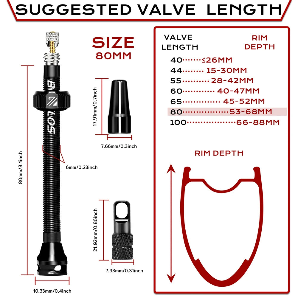 BUCKLOS Bike Tubeless Valve 40MM 44MM 55MM 60MM Road Mountain Bicycle Presta Valves High Quality Tire Nipple MTB Accessories