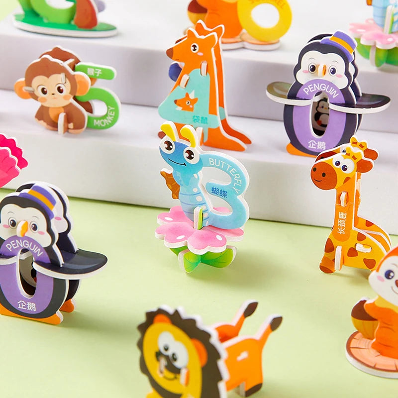 20pcs Cartoon Animals Foam Puzzle 3D Educational Toys for Kids Birthday Party Favors Guest Gift Classroom Rewards Goodie Fillers