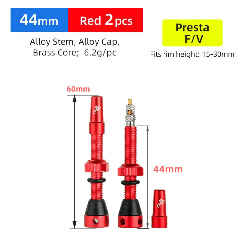 Bicycle F/V Tubeless Valve 44 60 80mm W/Tool Optional For Gravel Bike Aluminum alloy Pole Brass Core Presta Valve Cycling Parts