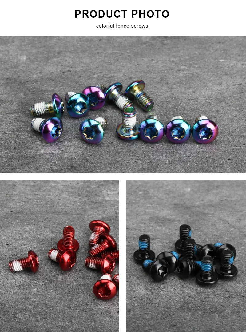 12Pcs Bicycle Disc Brake Screw M5X10mm T25 Plating Titanium Colorful MTB Bike Color Non-slip Disc Screw Cycling Accessories