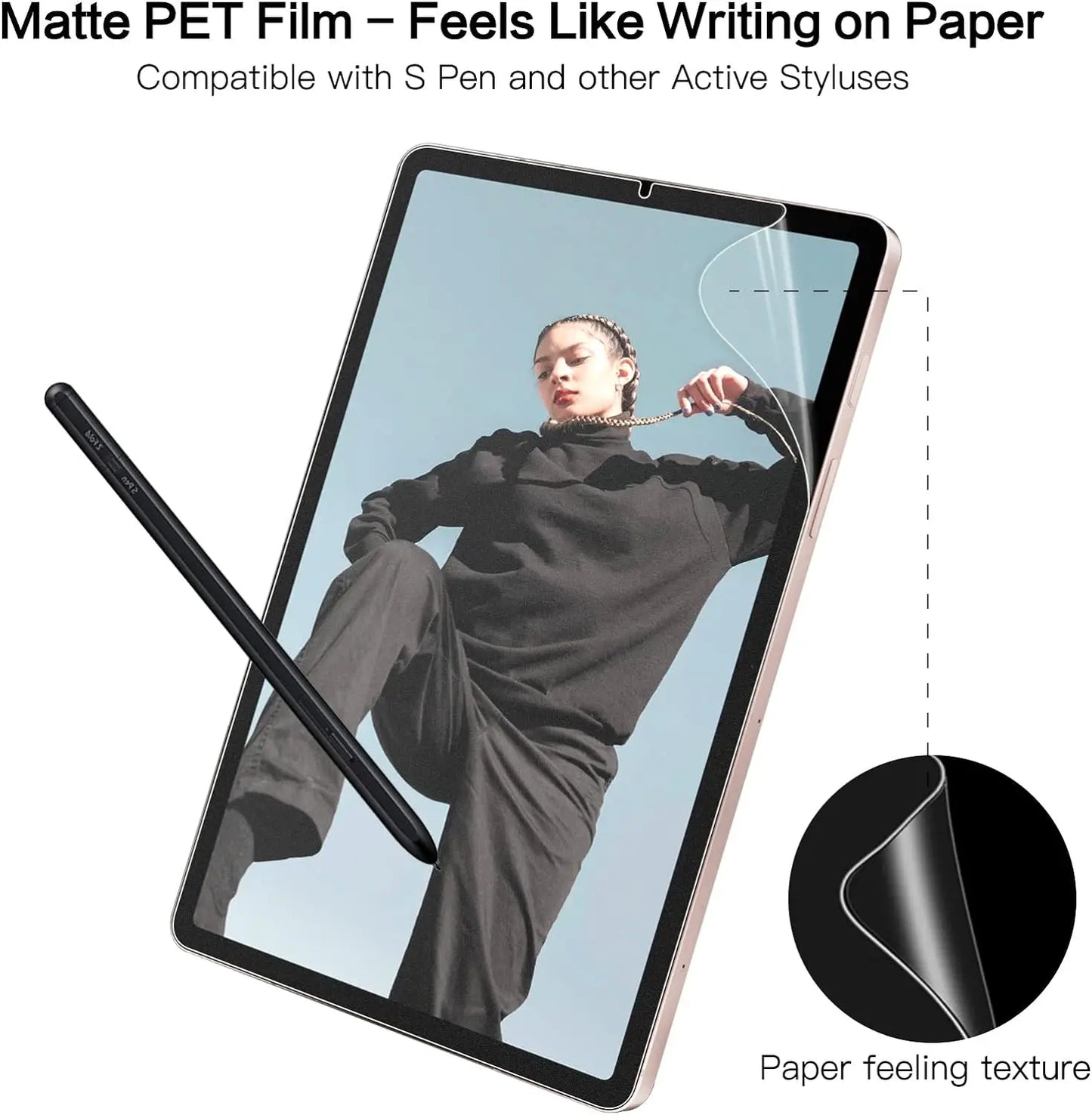 3pcs Matte Paper Film Screen Protector PET Painting For Samsung Galaxy Tab A9 Plus A8 A7 S6 Lite Tab S5e S7 S8 S9 FE S10+ Plus