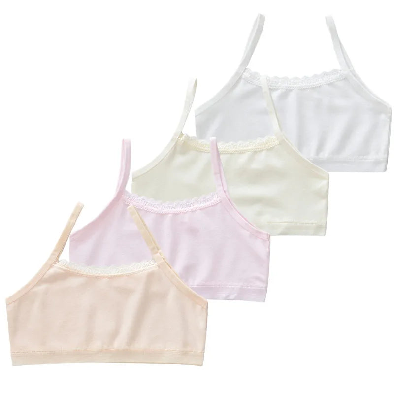 4 Pcs/Lot Teen Girl Sports Bra Kids Top Camisole Young Puberty Small Training Bra For 8-16 Years Girls Training Bra