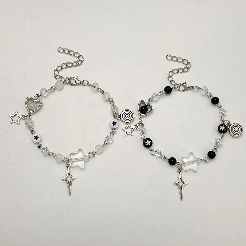 Fashion Couple Beads Bracelets Love Heart Star Handmade Y2K Charm Anime Beaded Kawaii Friendship Couple Bracelet Jewelry