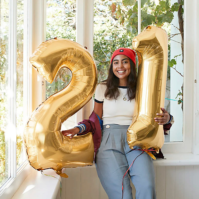 Gold Number Balloons 40 Inch Foil Balloon Adult Kids Birthday Anniversary Decoration Party Gold 0 1 2 3 4 5 6 7 8 9 Balloon