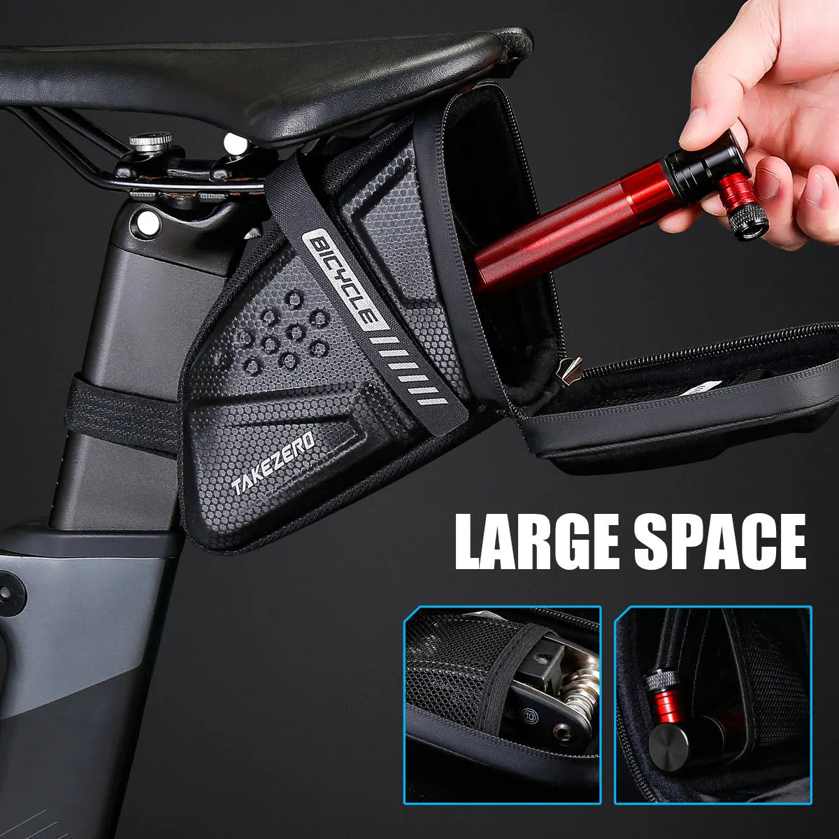 TAKEZERO TZ07 Bicycle Tail Bag Saddle Bag Mountain Bike EVA Hard Shell Road Bike Rear Bag Riding Equipment Accessories