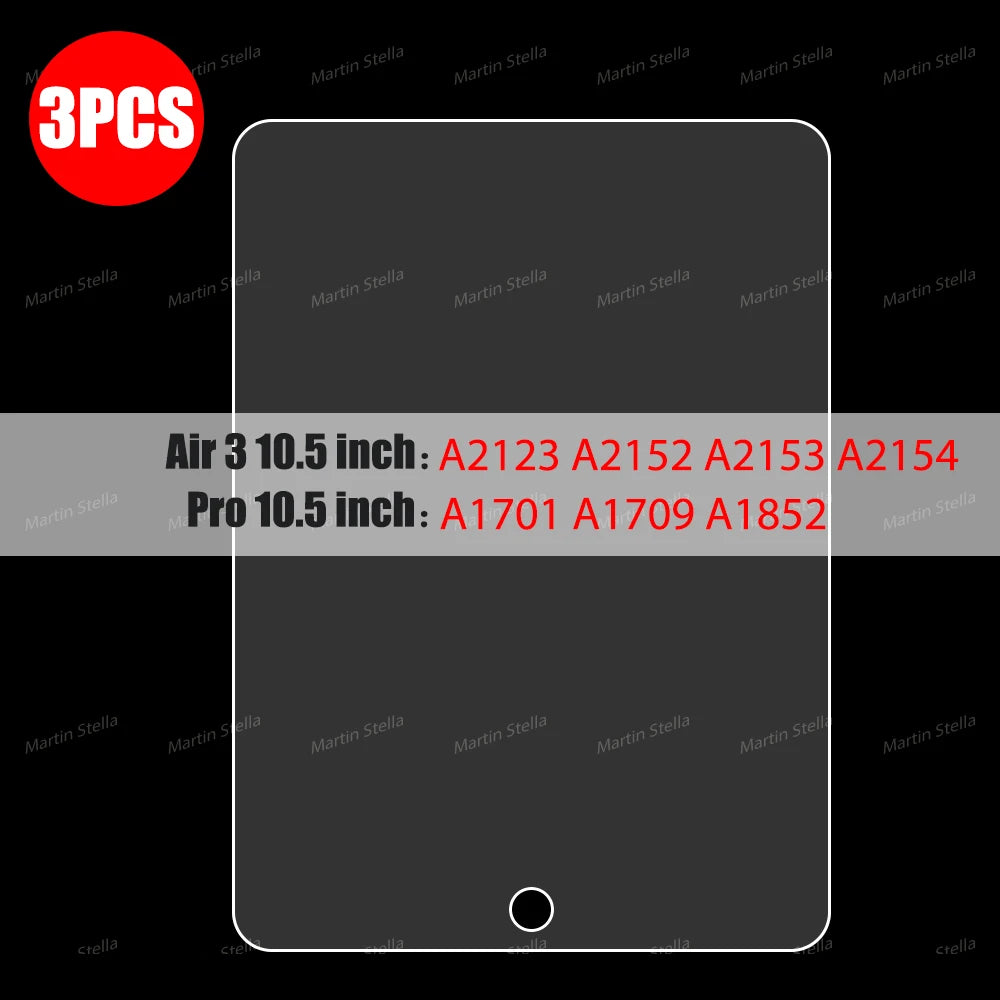 9H 3pcs Tempered Glass Screen Protector For iPad Pro 11 10th 9th Generation 8th 7 6 5 4 3 2 iPad Air 5 4 Mini 6 Pro 10.5 9.7