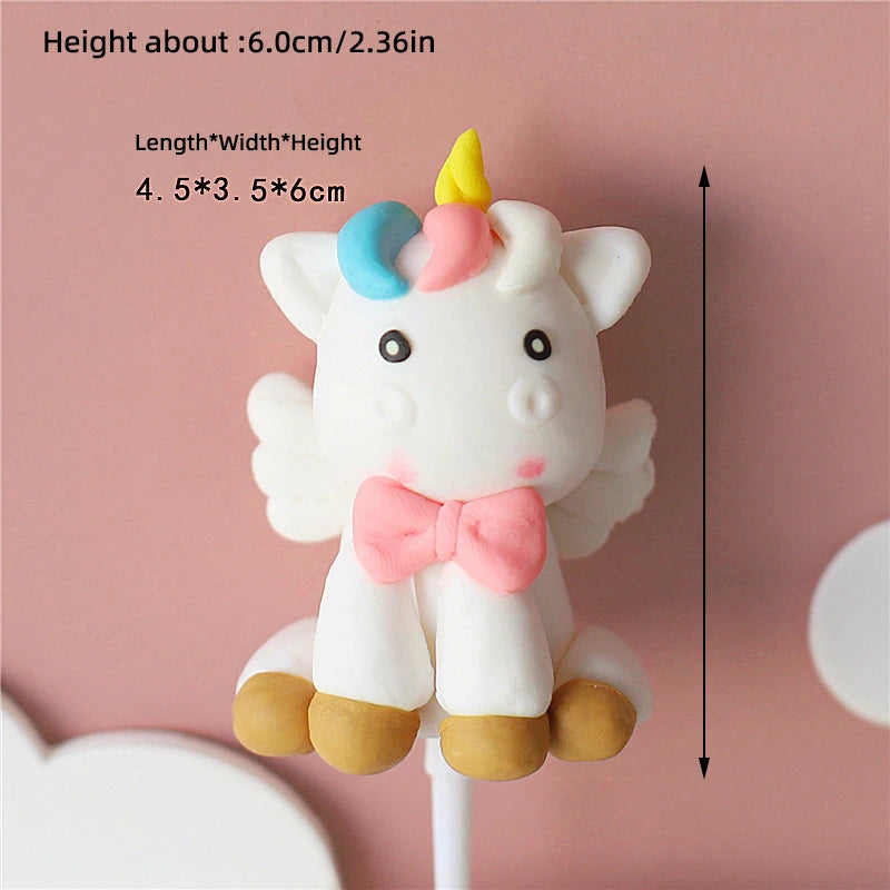 9 pcs unicorn rainbow cake topper unicorn with rainbow clouds stars Happy birthday cake decorations for girls one year old party