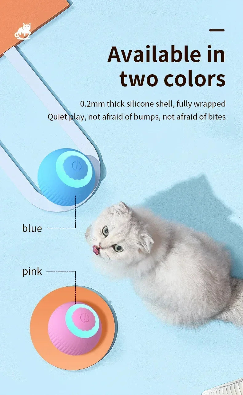 Cat Interactive Ball Toy Automatic Rolling Ball Faux Tail Rechargeable Smart Pet Electric Toy Dog Cat Training Imitate Mouse