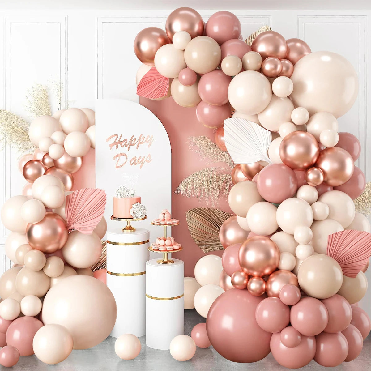 Blush Retro Pink Ivory White Balloons Garland Arch Kit for Birthday Party Wedding Baby Shower Decorations Party Supplies