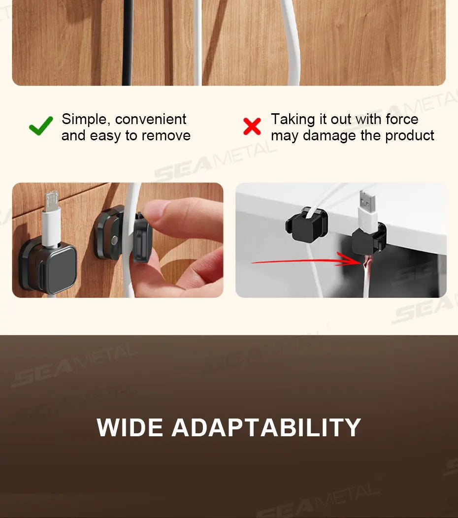 SEAMETAL 10Pcs Magnetic Cable Holder Self Adhesive Cord Clip Smooth Pulling Charging Cable Keeper Wire Clip for Car/Home/Office