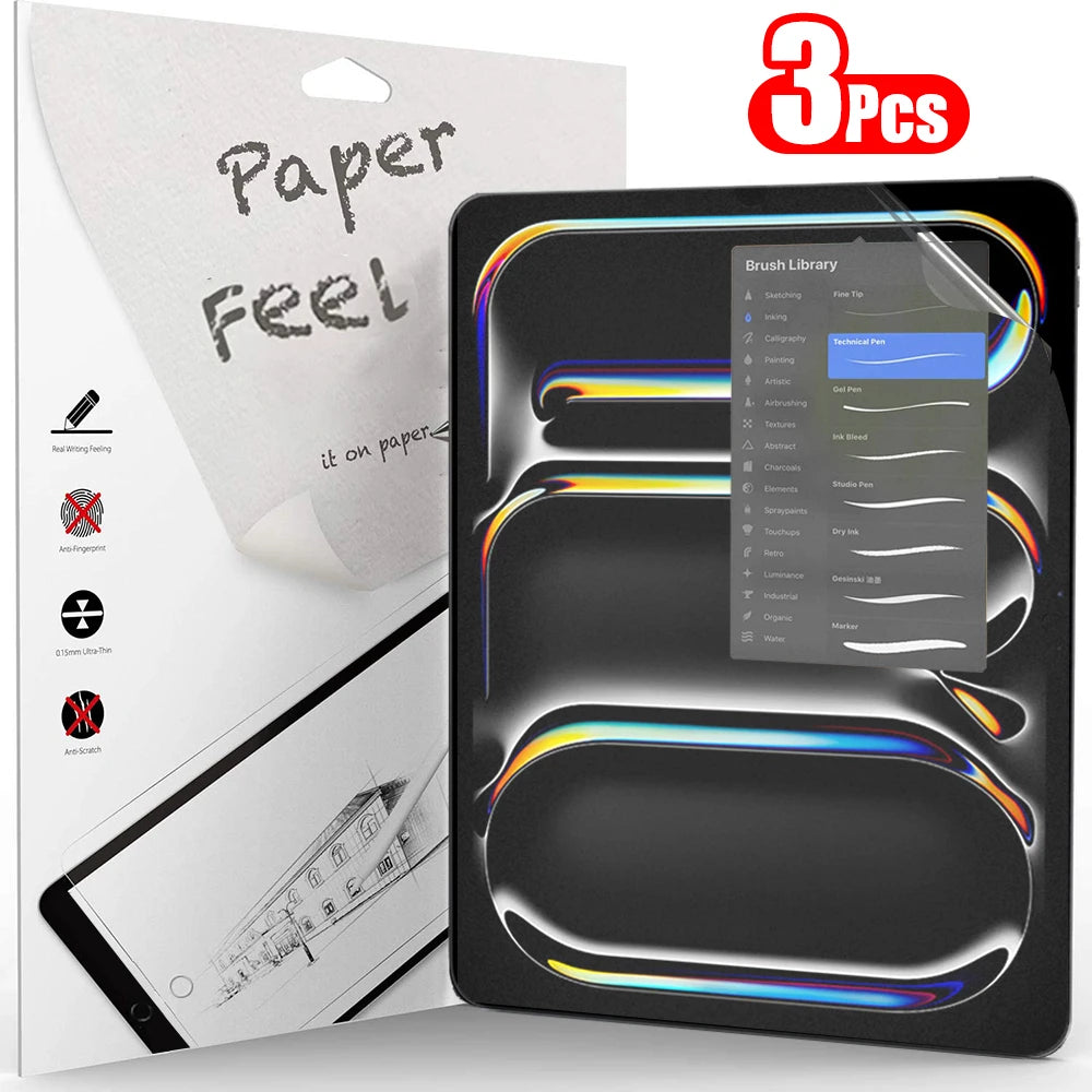 3Pcs Paper Feel Like Screen Protector For ipad Air 11 Pro 13 2024 10th 9th Generation 8 7 6 Air 5 4 Pro 11 12.9 10.5 No Glass