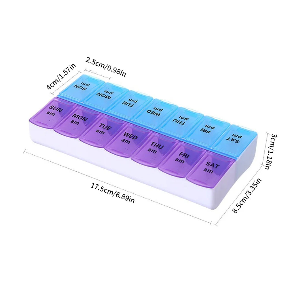 7 Days a Week Pill Organizer Morning and Night Pill Holder Storage Box Splitter Travel Medicine Organizer Portable Medicine and