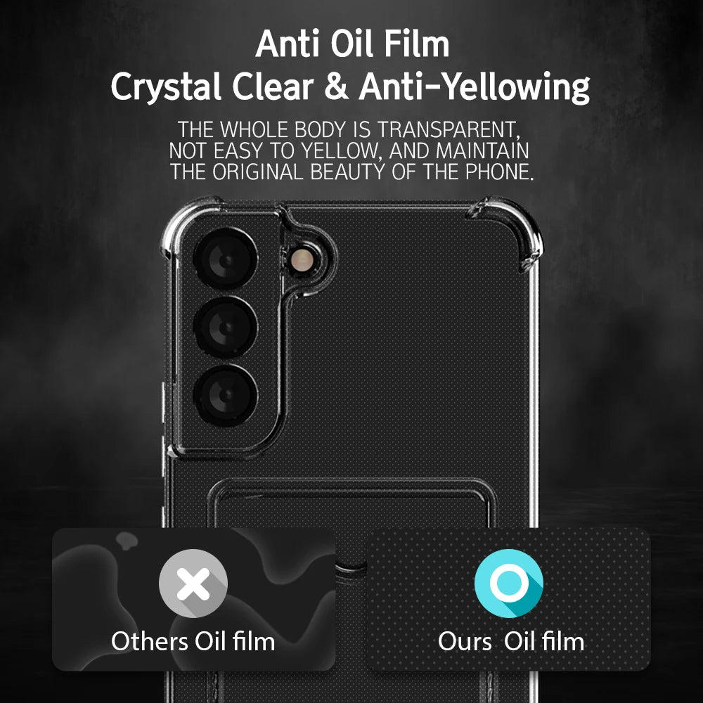 Clear Shockproof Soft TPU Wallet Case For Samsung Galaxy For Samsung S24 S23 S22 S21 Ultra Plus S20 FE Note Card Holder Pocket