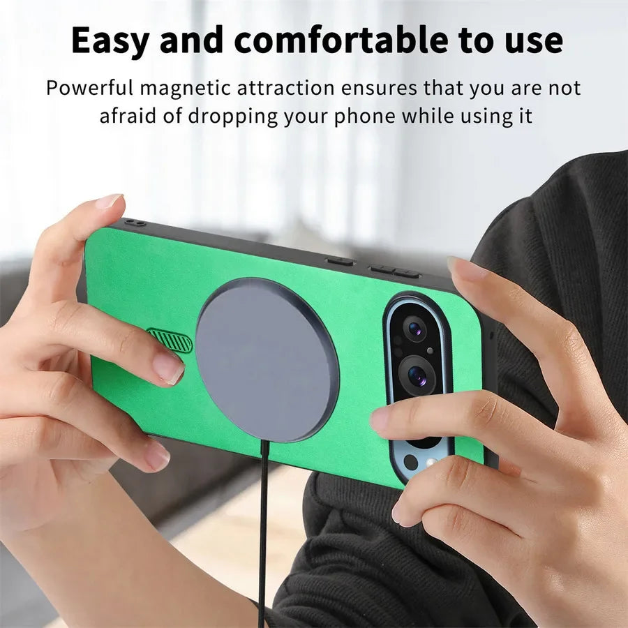 for Magsafe PU Leather Phone Case for Google Pixel 9 Pro XL Matte Magnetic Wireless Charging Cover for Pixel 7A 8A 8 7 Pro