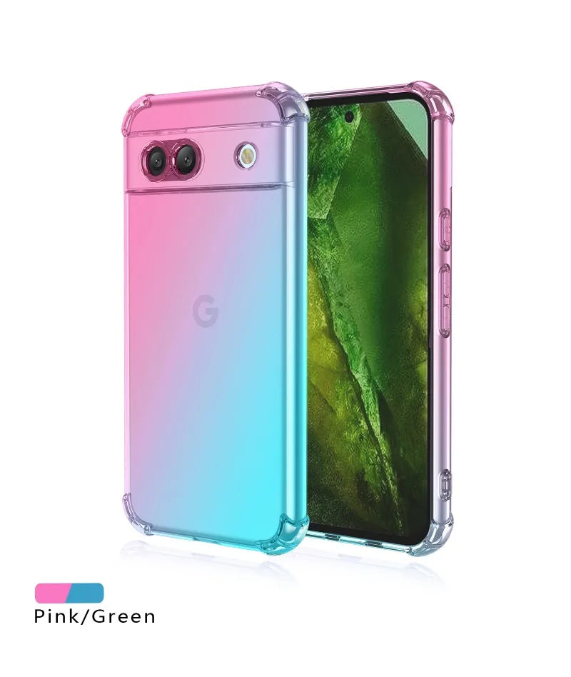 Shockproof Gradient Airbag TPU Case for Google Pixel 9 Pro XL 8A 8 Pro 7A 7 Pro 6A Protective Cover Fundas Coque Capa Shell
