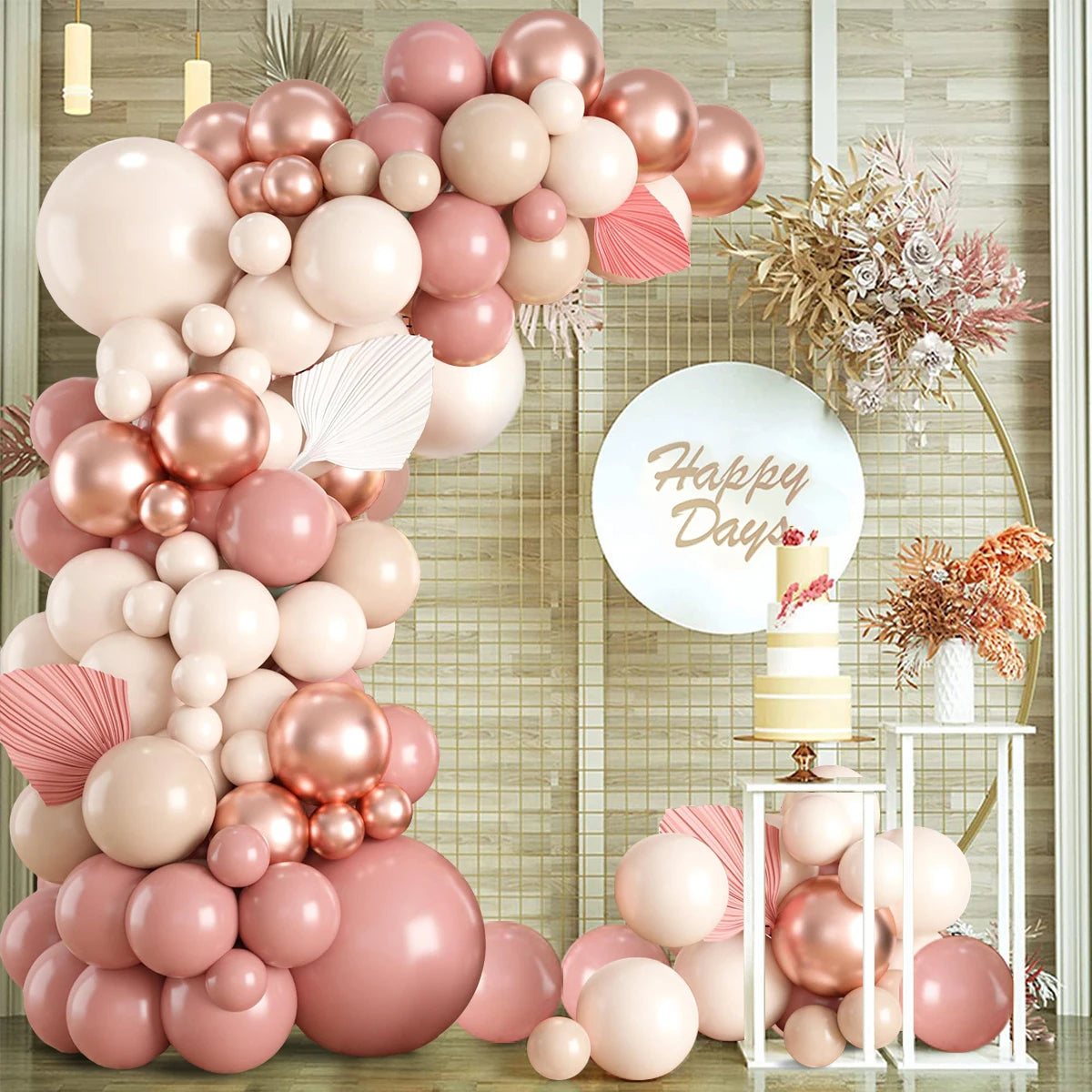 Blush Retro Pink Ivory White Balloons Garland Arch Kit for Birthday Party Wedding Baby Shower Decorations Party Supplies