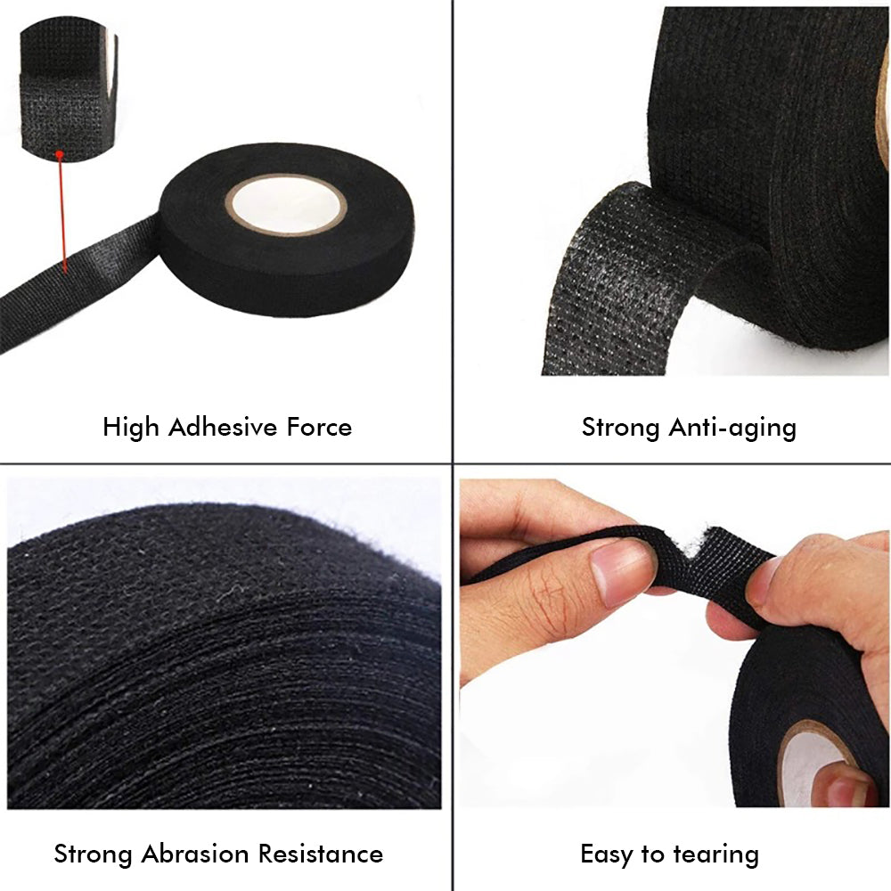 Car Cable Harness Wiring Fabric Loom Electrical Heat Tape Resistant Wiring Bundle Tape Coroplast Adhesive Automotive Cloth Tape
