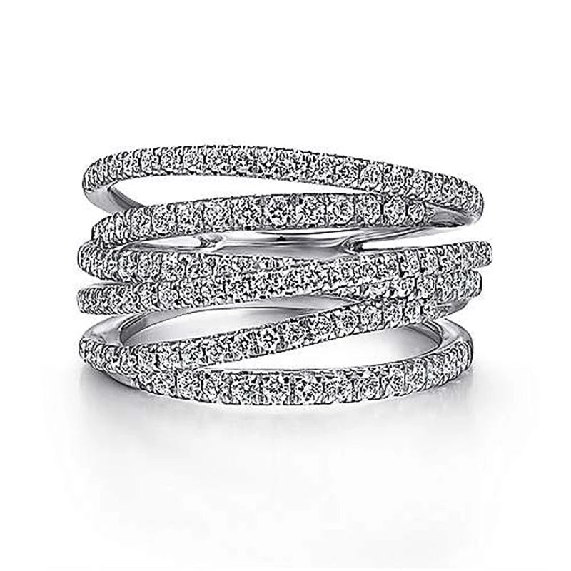 Fashion Multi-Layered Cross Finger Ring with Dazzling CZ Stone Daily Wear Statement Rings for Women Party Jewelry 2022