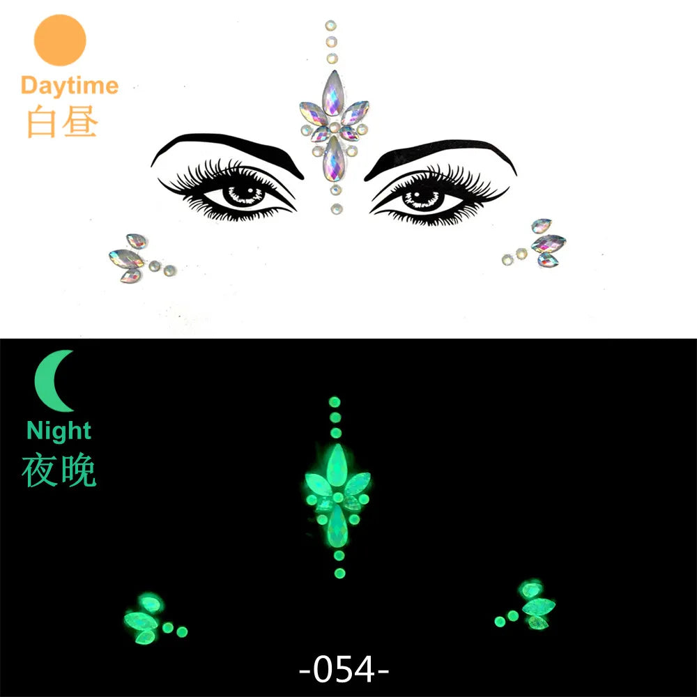 3D Rhinestone Bright Face stickers for festival Glitter Makeup Jewelry Sticker on Face crystals Gems jewels diamonds decoration