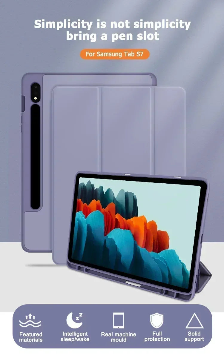 Case for Samsung Galaxy Tab S9 S8 S7 11 inch S10 Plus Fe 12.4" T730 T970 X810 Pencil Holder Cover Samsung Tab S6 Lite10.4 Case