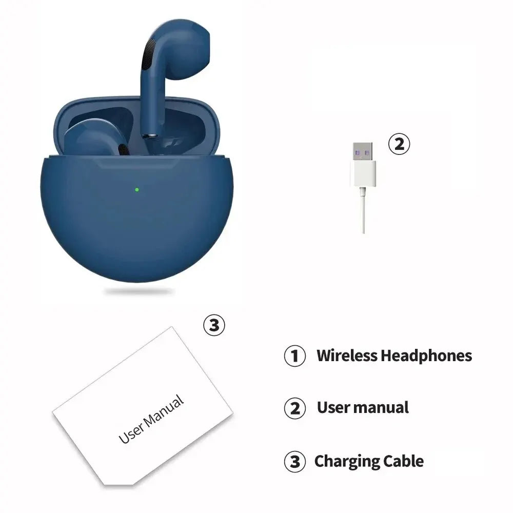 Air Pro 6 TWS Wireless Bluetooth Headset 5.3 Headphone Mini Earphone with Mic Charging Box for Xiaomi iPhone Earbuds