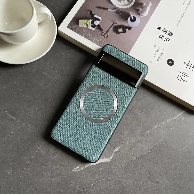 Luxury Business Magnetic Wireless Charging Case for Google Pixel 9 ProXL 6 7 8 Pro 6XL 5A 6A 8A Magsafe Linen Leather Slim Cover