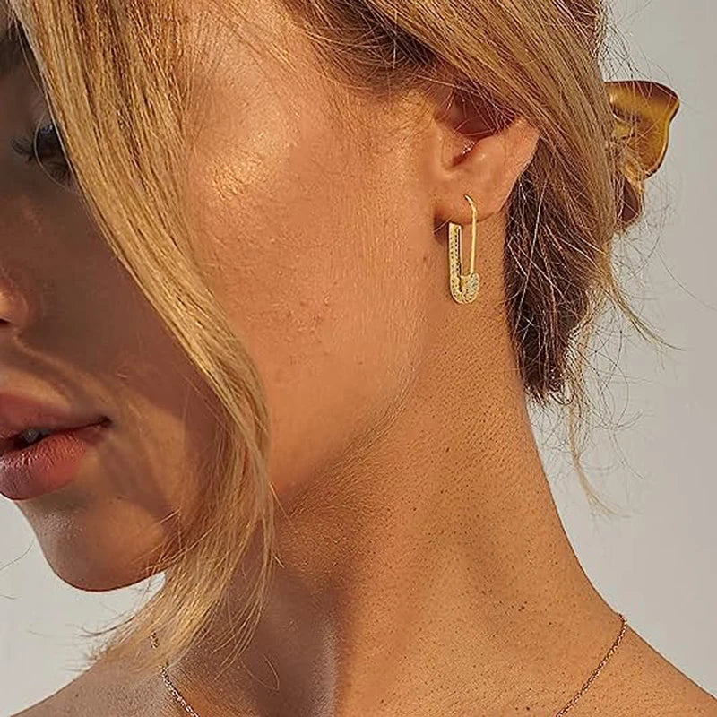 Chic Clips Earrings for Women Creative Statement Girls Earrings Piercing Silver Color/Gold Color Shiny CZ Female Jewelry