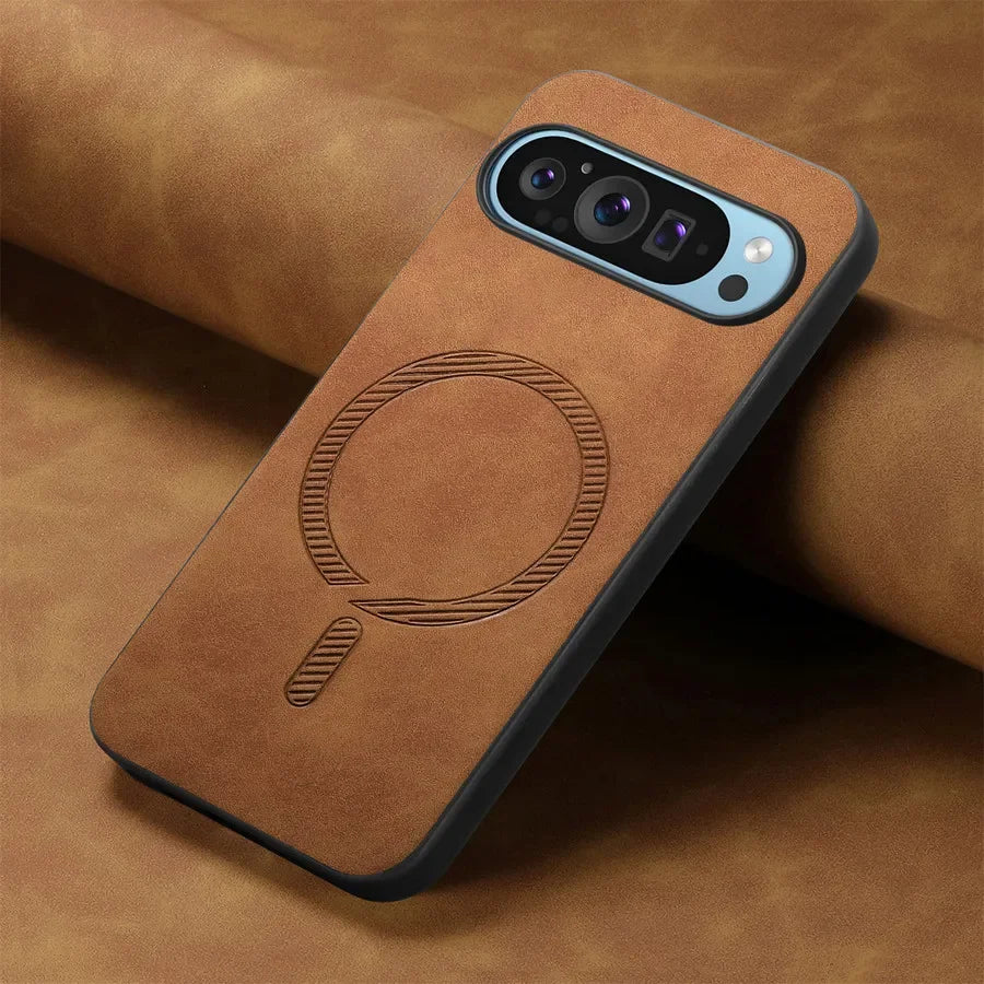 for Magsafe PU Leather Phone Case for Google Pixel 9 Pro XL Matte Magnetic Wireless Charging Cover for Pixel 7A 8A 8 7 Pro
