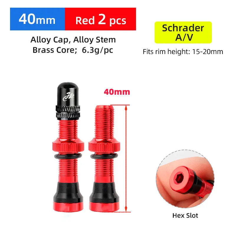 Deemount 2PCS Bicycle Tubeless Schrader Nipple A/V Valves Brass Core CNC Machined Anodized for MTB Road Bike Tubeless Rims