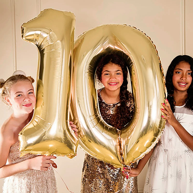 Gold Number Balloons 40 Inch Foil Balloon Adult Kids Birthday Anniversary Decoration Party Gold 0 1 2 3 4 5 6 7 8 9 Balloon
