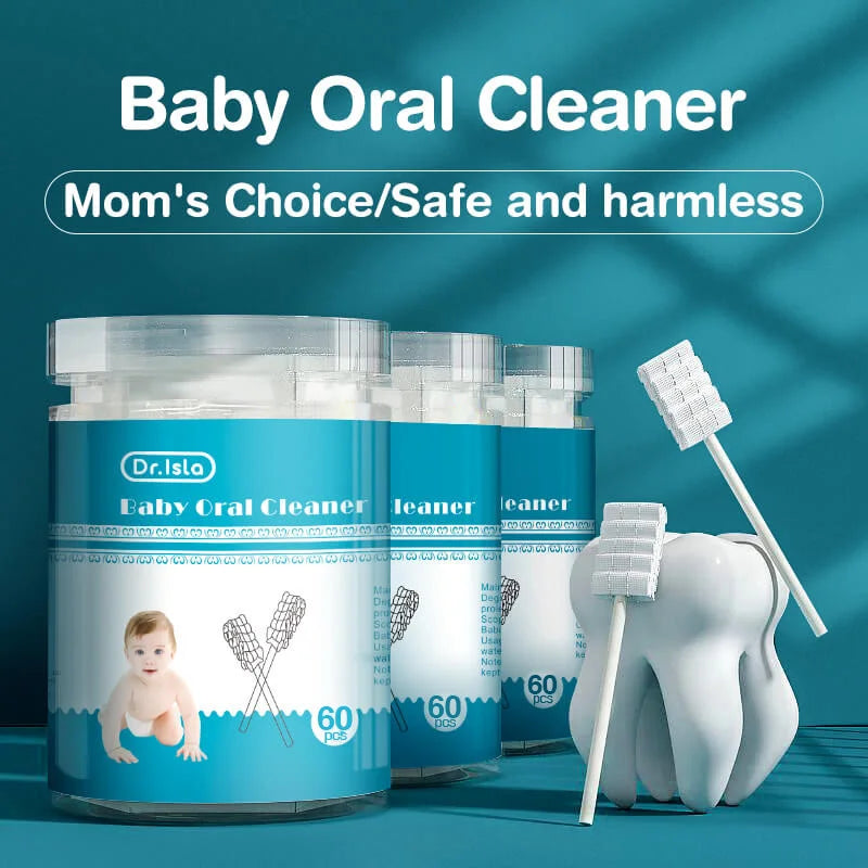Dr.isla 60pcs Baby Oral Cleaning Stick Disposable Cleaner Milk Teeth Gauze Toothbrush Baby Tongue Washing For Newborn Oral Care