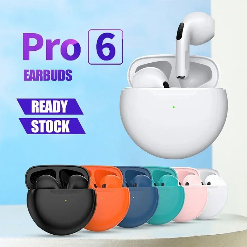 Air Pro 6 TWS Wireless Bluetooth Headset 5.3 Headphone Mini Earphone with Mic Charging Box for Xiaomi iPhone Earbuds