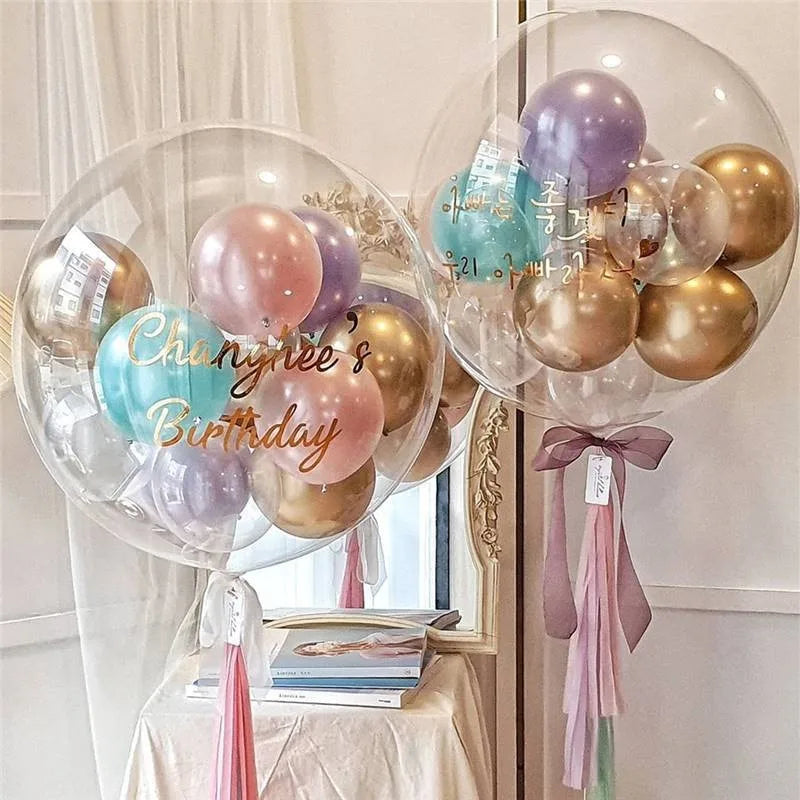 10pcs 8/10/12/16/18/20/24/inch Transparent Bobo Balloon Clear Bubble Balloon For Wedding Birthday Party Decoration Helium Ballon