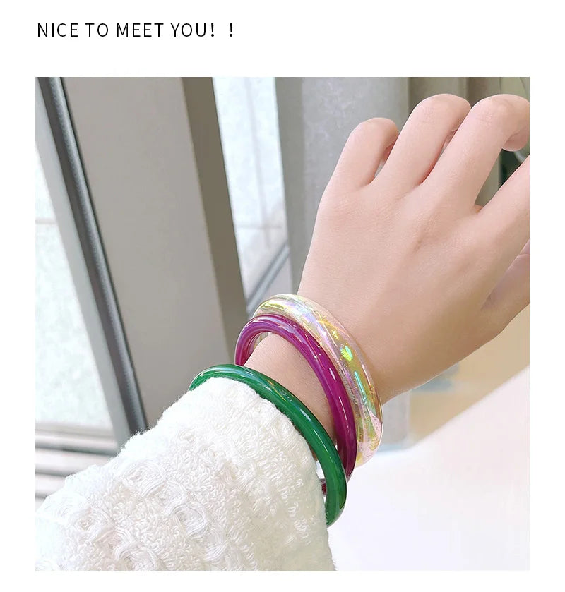 3pcs New Vintage Resin Acrylic Bangle Set for Women Jewelry Korean Cuff Bangles Bracelets with Charms Designer Round New Gifts