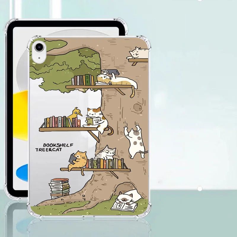 For Samsung Galaxy Tab S9 S8 S7 S10 Plus FE 12.4 inch Tab A8 10.5 SM A7 S6 Lite P610 10.4 A9 Case Leisure Cats Soft Tablet Cover