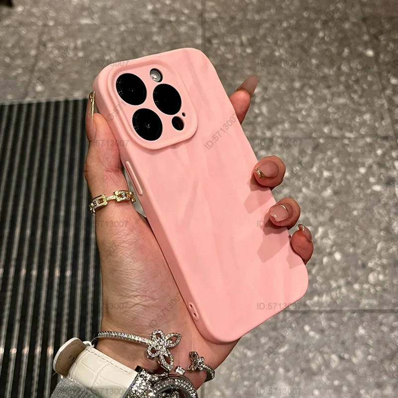 Fashion Silicone Fold Wrinkle Phone Case for iPhone 14 13 12 11 15 Pro Max Soft Cases Shockproof Bumper Cover Phone Accessories