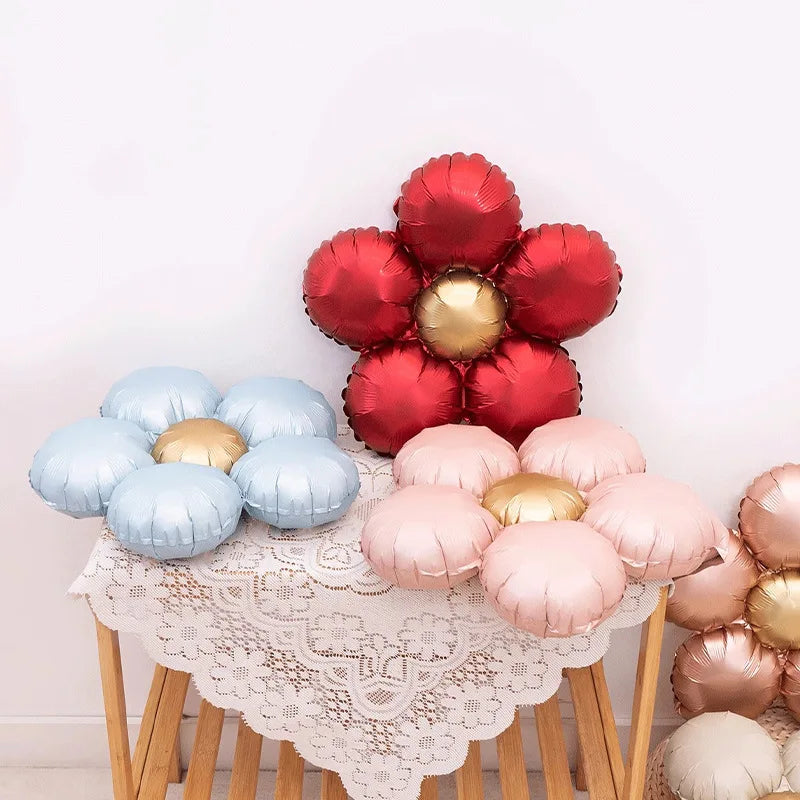 Matte Flower Aluminum Film Balloons Baby 1st Birthday Party Decor Kids Boy Girl Baby Shower Supplies Toy Balloon Wedding Ballons