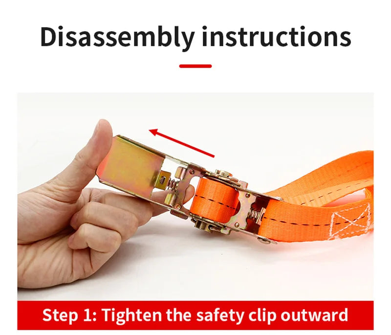 Heavy-Duty Car & Truck Front Cargo Ratchet Strap with Metal Buckle - Adjustable, Secure Tie-Down for Safe Luggage Transport