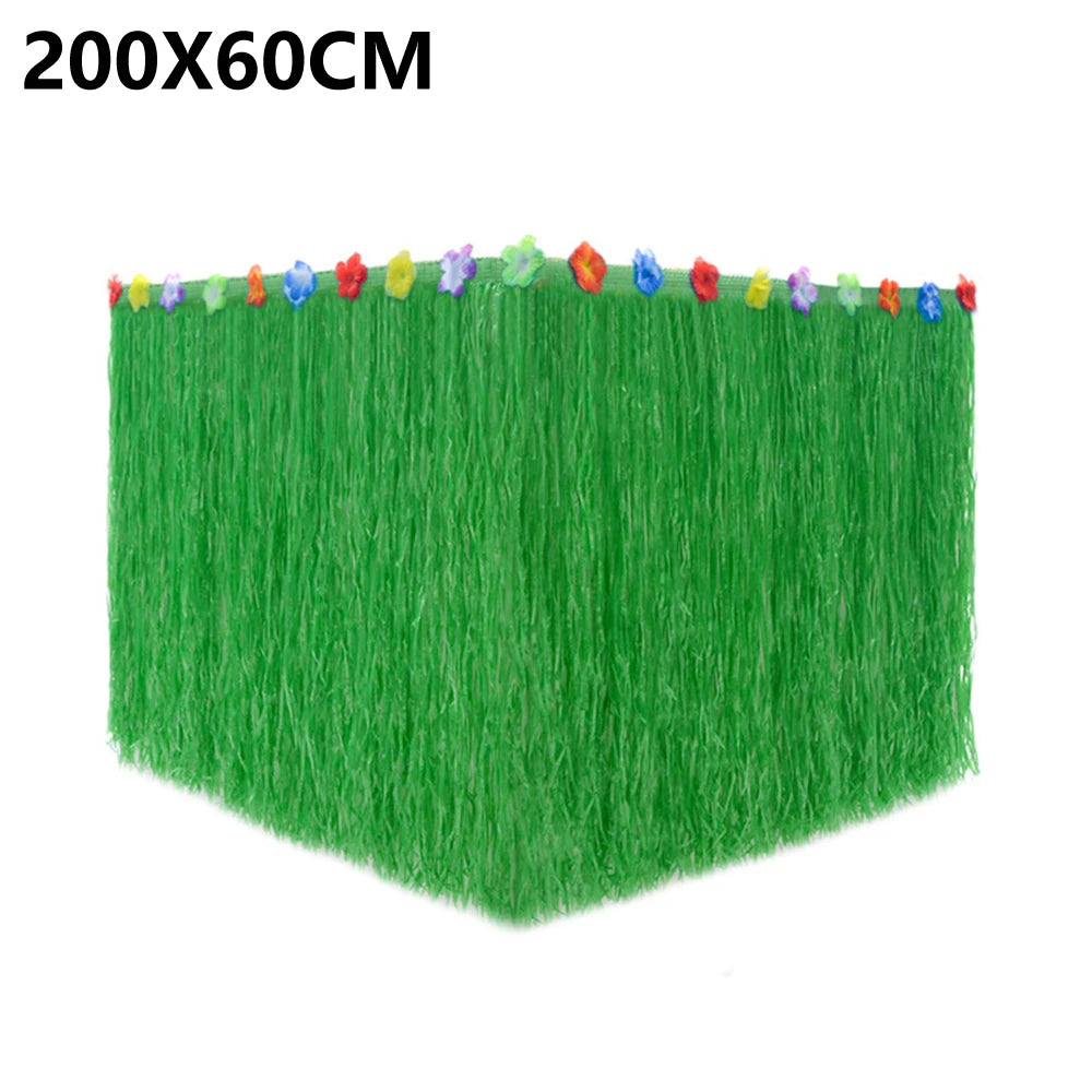 Straw Table Skirt Hawaiian Party Grass Table Skirt Themed Party For Tropical Hawaiian Sea Wedding Birthday Party Decoration
