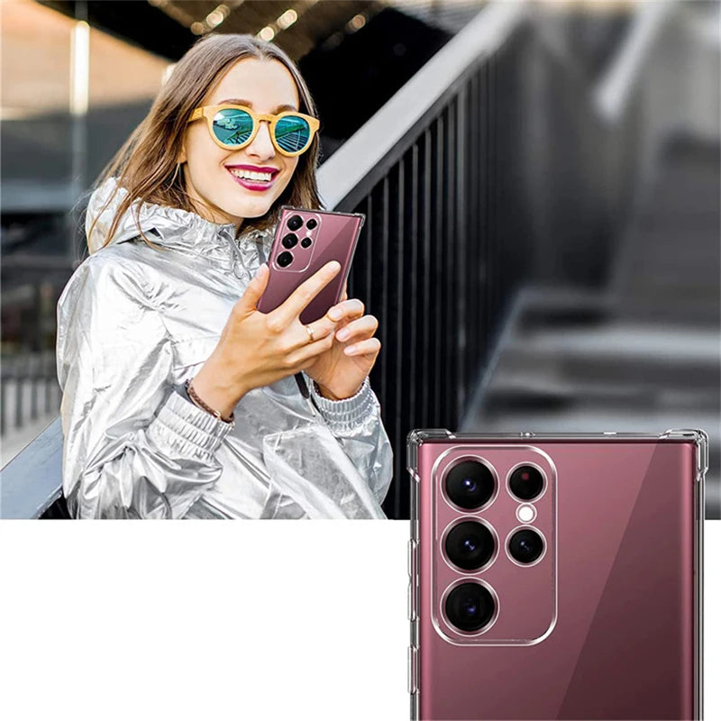 Shockproof Clear Silicone Soft Back Case For Samsung Galaxy S25 S24 S23 S22 Ultra Plus Phone Cases Covers