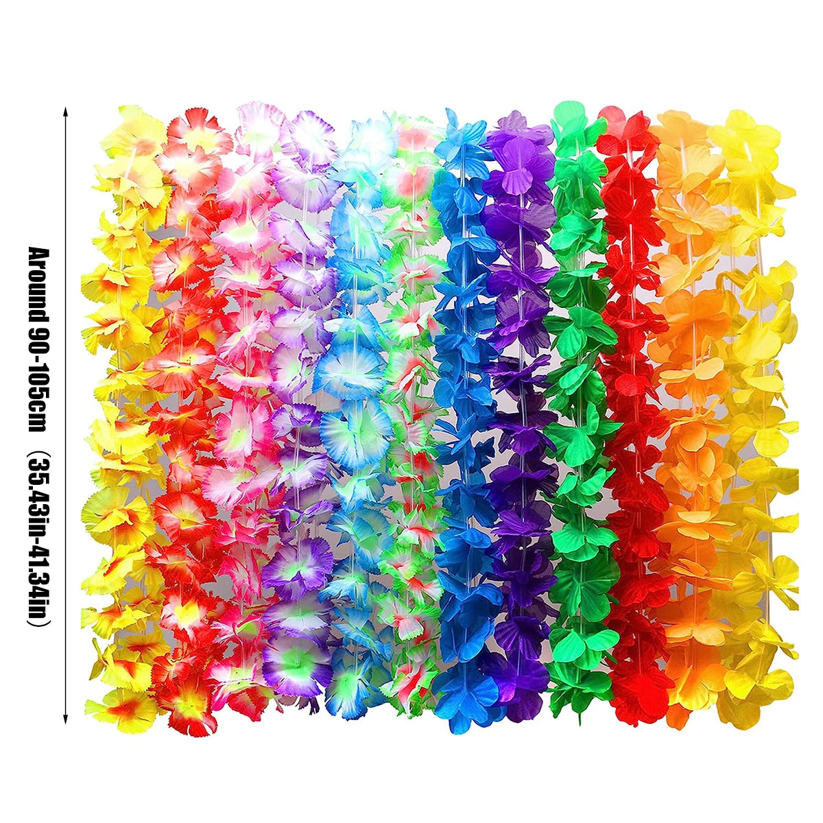 24pcs Hawaiian Artificial Flower Wreath Necklace Hawaii Theme Party Garland Summer Beach Wedding Birthday Party Decor Supplies