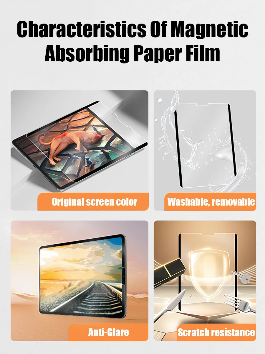 Like Paper Film For Ipad Pro 13 11 2024 12.9 10 9 10th 9th Generation 10.2 Screen Protector On Ipad Air 5 4 2 3 Mini 6 Magnetic