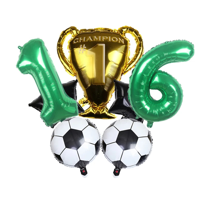 32inch Green Digital Number Foil Ballon Trophy Football Helium Balloons Kids Gifts Birthday Party Football theme Decoration