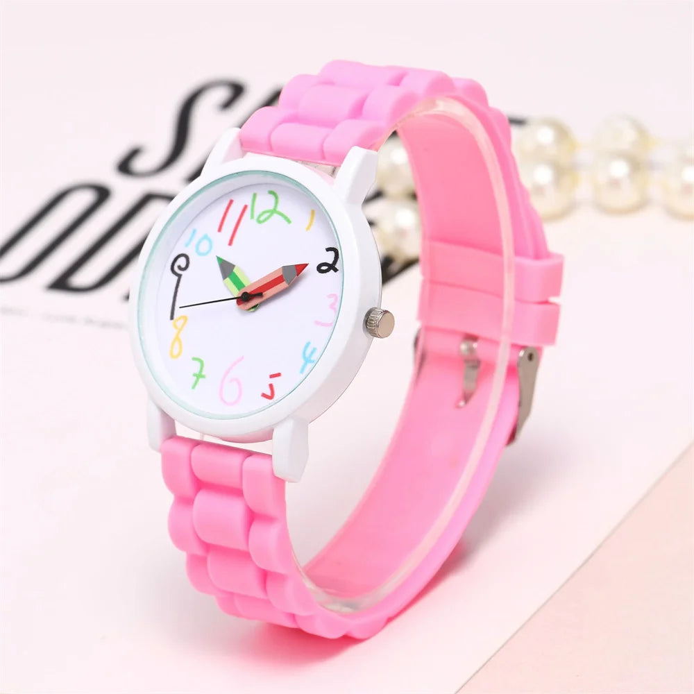 Women Watch Fashion Simple Pencil Design Digital Quartz Watches Casual Jelly Multicolour Silicone Ladies Clock Dress Wristwatch